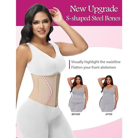 Short Torso Waist Trainer for Women Corset Waist Cincher Shapewear Tummy Control - Picture 2 of 6